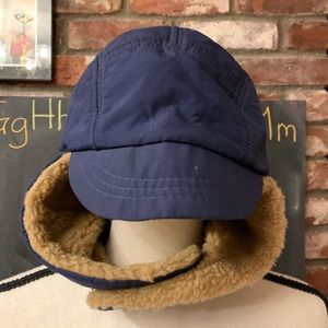 Vintage L.L. BEAN Gore-Tex Sherpa Blue Winter Hat Cap w/ Ear Flaps